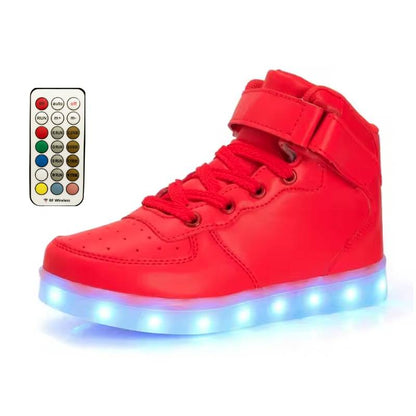 Light Up Shoes Kids Red High Tops Remote Control