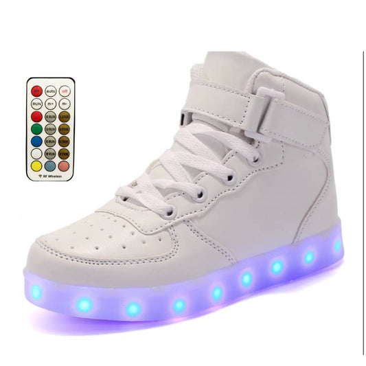 Light Up Shoes Kids White High Tops Remote Control