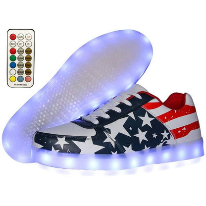 Light Up Shoes Women American Flag Low Tops Remote Control