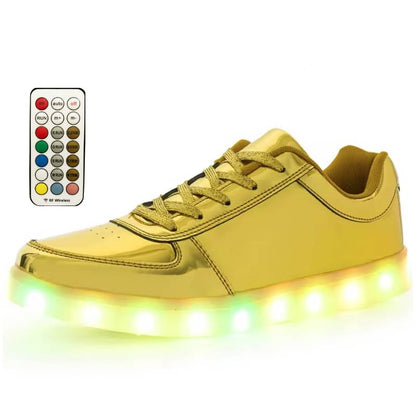 Light Up Shoes Men Gold Low Tops Remote Control