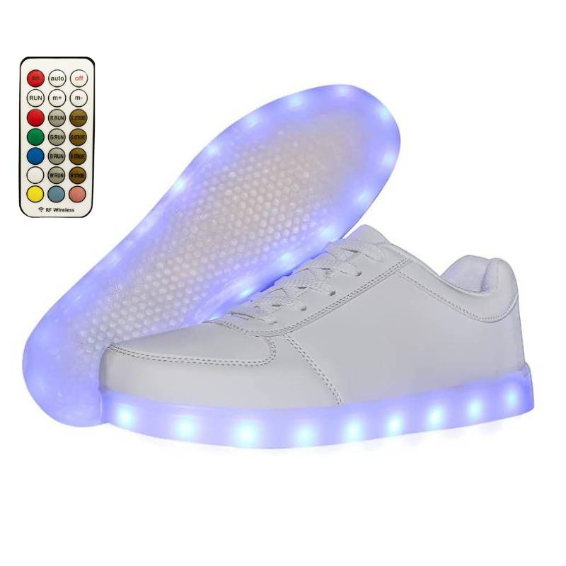 Light Up Shoes Kids White Low Tops Remote Control