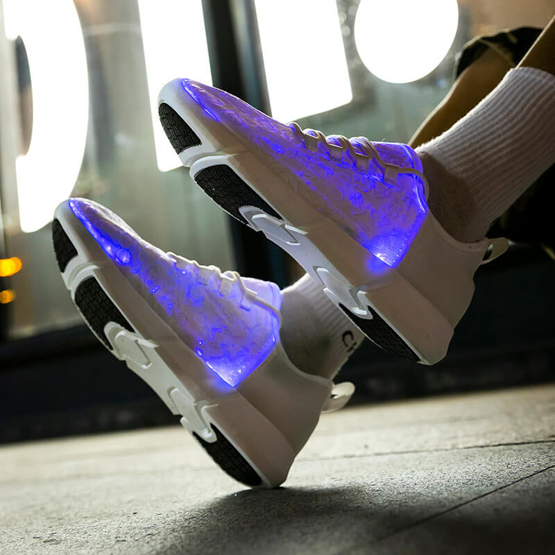 Light Up Shoes Men White Fiber Optics