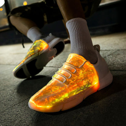 Light Up Shoes Men White Fiber Optics