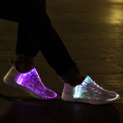 Light Up Shoes Men White Fiber Optics