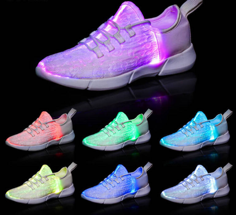 Light Up Shoes Men White Fiber Optics