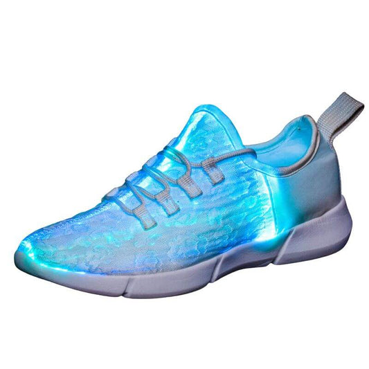 Light Up Shoes Men White Fiber Optics