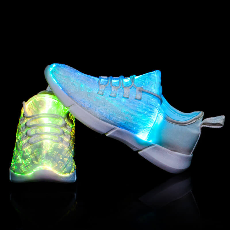 Light Up Shoes Men White Fiber Optics