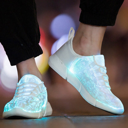 Light Up Shoes Men White Fiber Optics