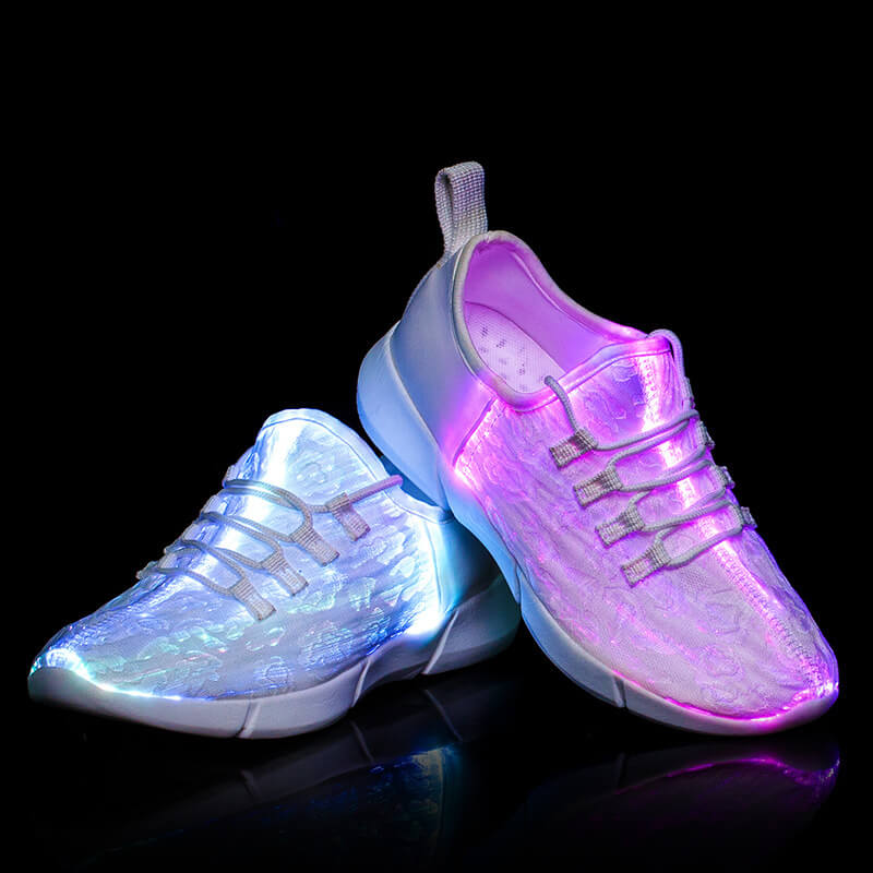 Light Up Shoes Men White Fiber Optics