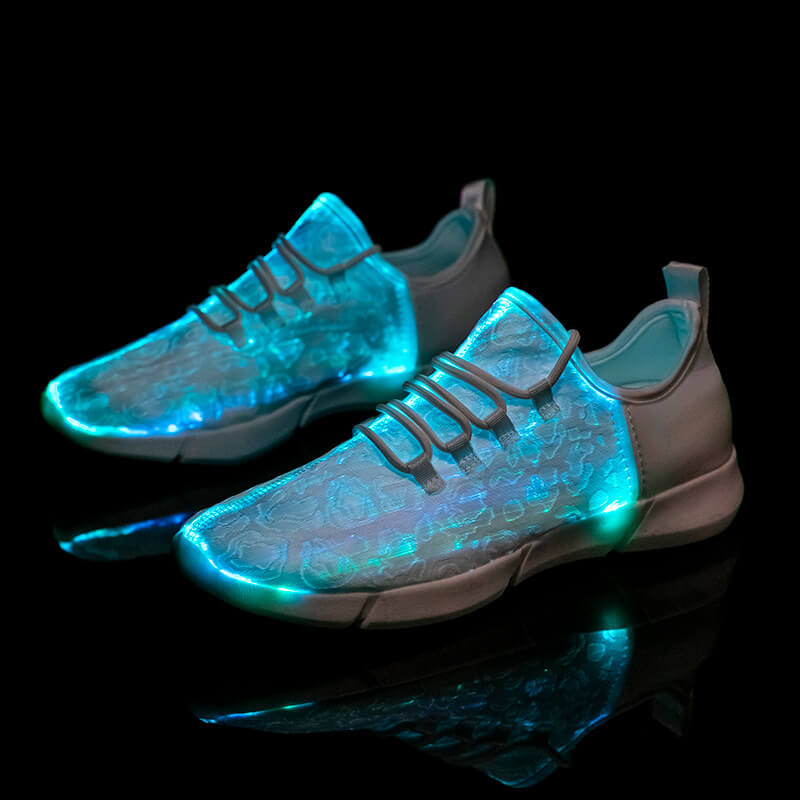 Light Up Shoes Men White Fiber Optics